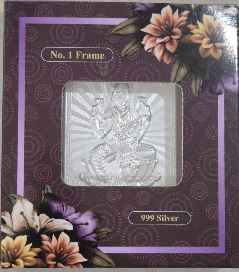 Radha Krishna, Ganapathi & Laxmi Embossed 999 Silver Photo Frame – Wooden Style Divine Love (5x5.5 inch) - Image 10