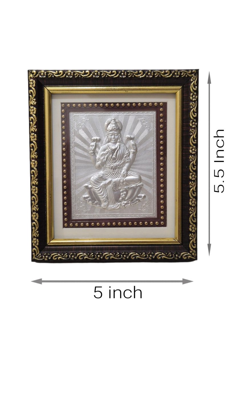 Radha Krishna, Ganapathi & Laxmi Embossed 999 Silver Photo Frame – Wooden Style Divine Love (5x5.5 inch) - Image 9