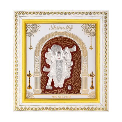 999 Silver Shrinath Ji Photo Frame – 10x11 – Free Shipping