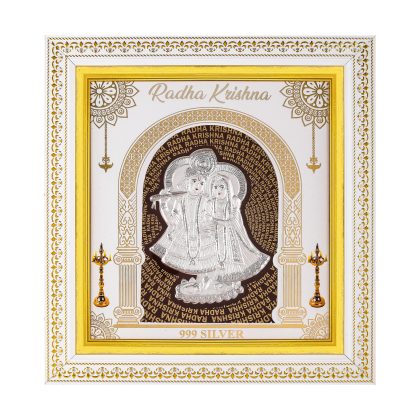 999 Silver Radha Krishna Photo Frame – 10 x11 – Free Shipping