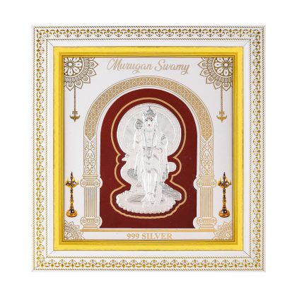 999 Silver Murugan Swamy Photo Frame – 10x11 – Free Shipping