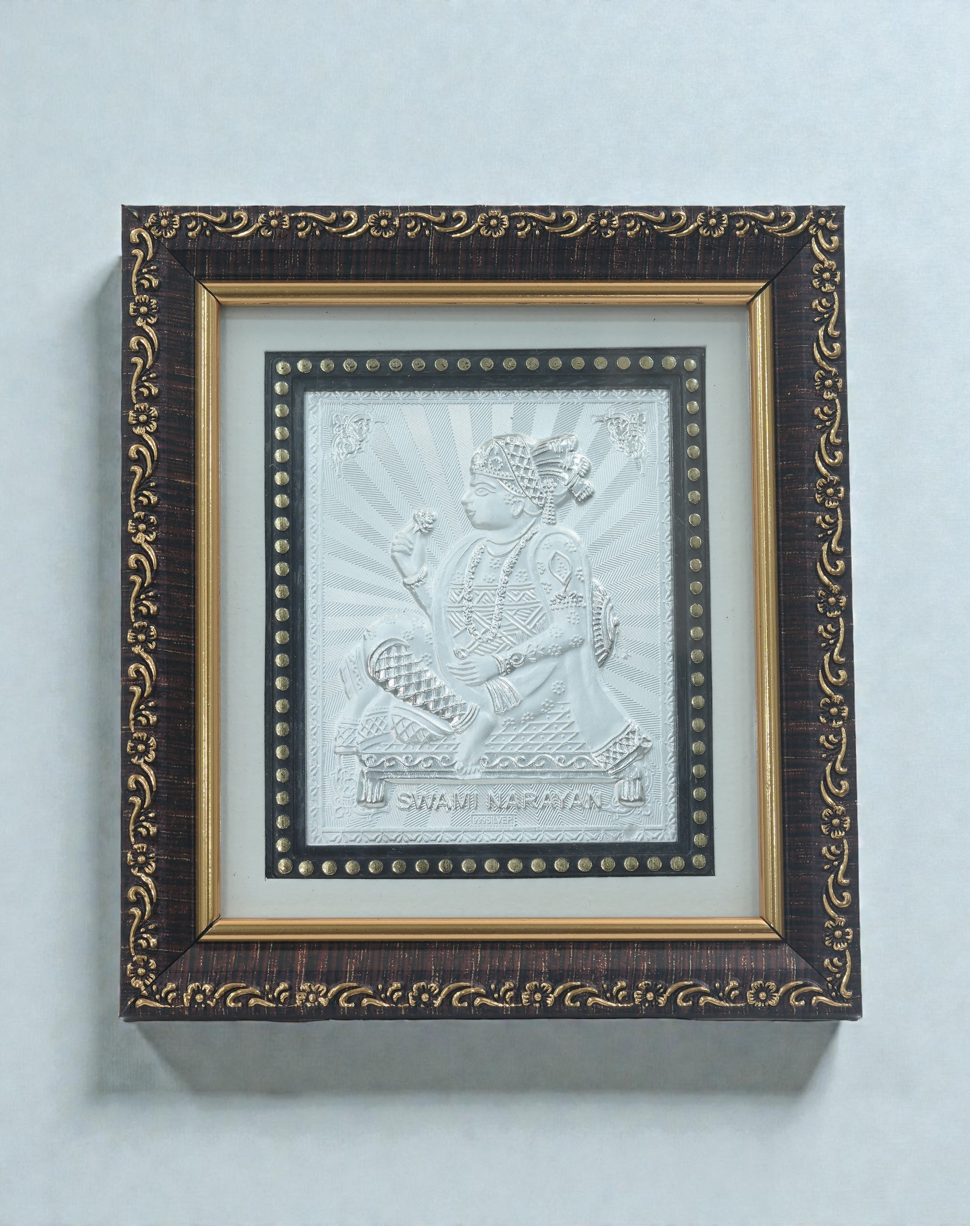 Shri Narayan Silver Embossed Wall Frame - Religious Home Decor