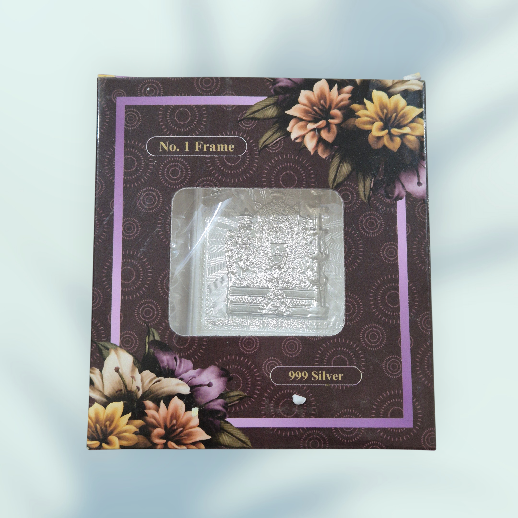 999 Silver Foil Religious Frame - Decorative Wall Art with Floral Border - Image 2