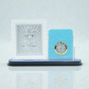 Premium Acrylic Desk Organizer with Clock and Decorative Frame