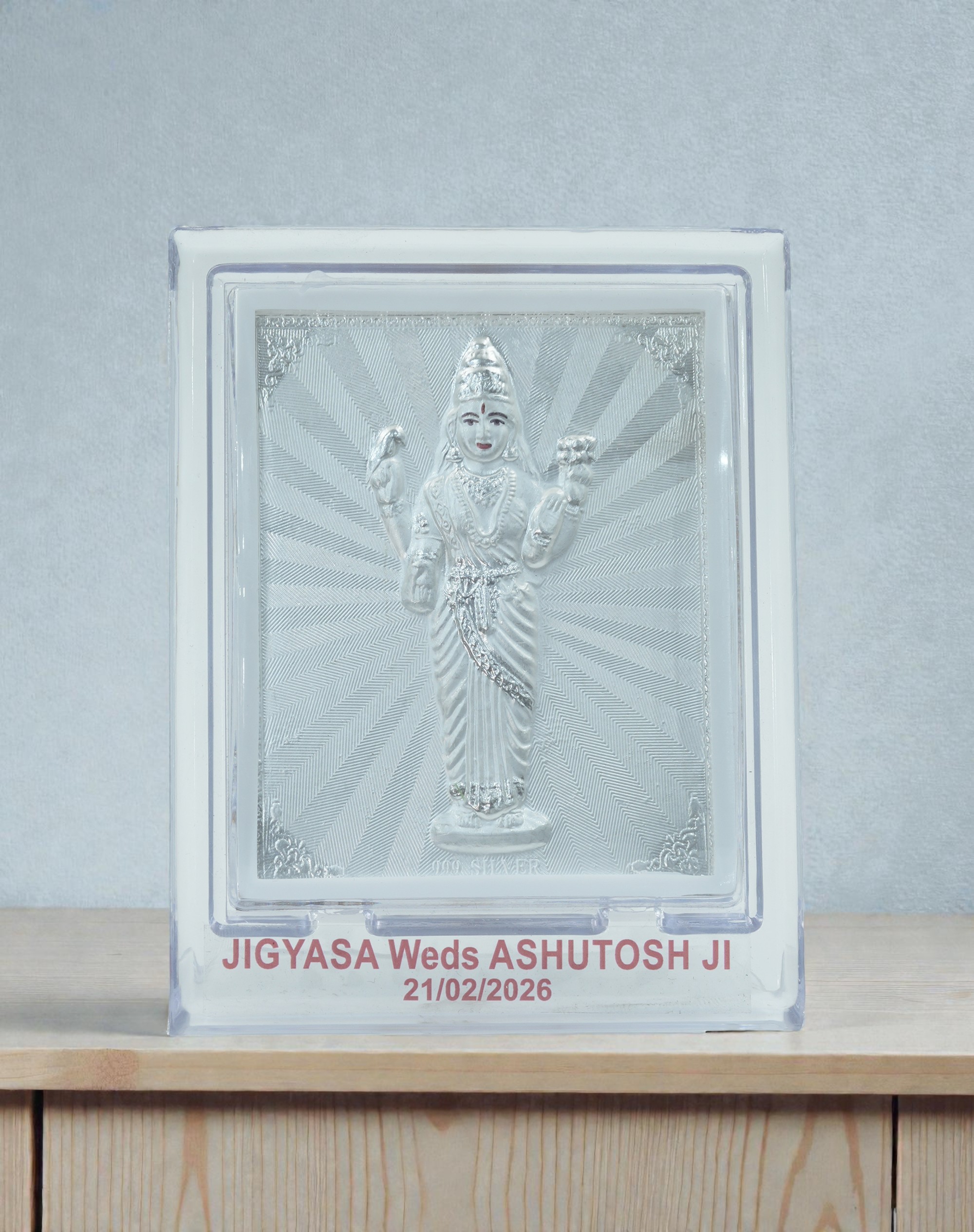 Personalized Religious Silver Deity Glass Frame - Wedding Gift